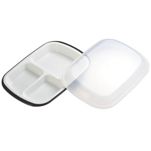 小森樹脂Komorijushi 食器 弁当 楽弁 フード付き ランチプレート 角型 ダークブラウン 約幅26×奥行18×高さ5cm フタ付きだからラップなしでOK 日本製
