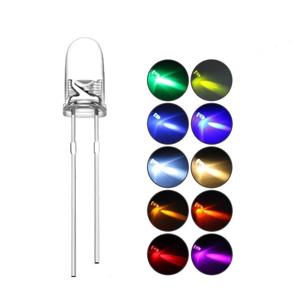 Di CUNO 発光ダイオード 3mm 10色 透明LEDセット 赤/青/白/橙/黄/緑/ピンク/紫/電球色/鶸色 各20個 透明 200個入
