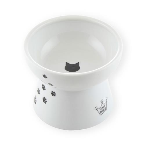 猫壱necoichiハッピーダイニング 猫用 脚付フードボウル L 猫柄 吐き戻し軽減 電子レンジ食器洗浄機対応