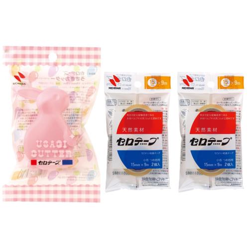 ニチバン セロテープ うさぎ テープカッター 替え小巻 4巻付き ベビーピンク CT15UBP-S2PN2P