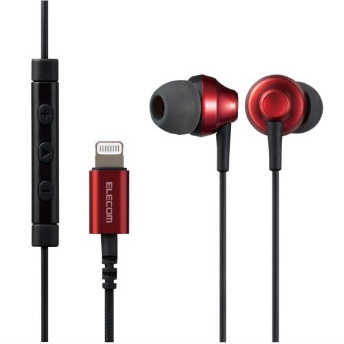 エレコム ステレオイヤホン カナル型 Lightning ライトニング マイク付 Fast Music LFS12C 高耐久ケーブル レッド EHP-LFS12CMRD 1.2m
