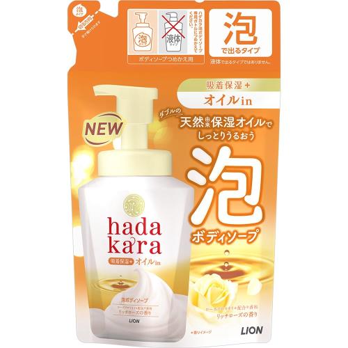 ハダカラhadakara ボディソープ 泡 ローズガーデンの香り 詰め替え 420ml オイルインタイプ泡ボディーソープ