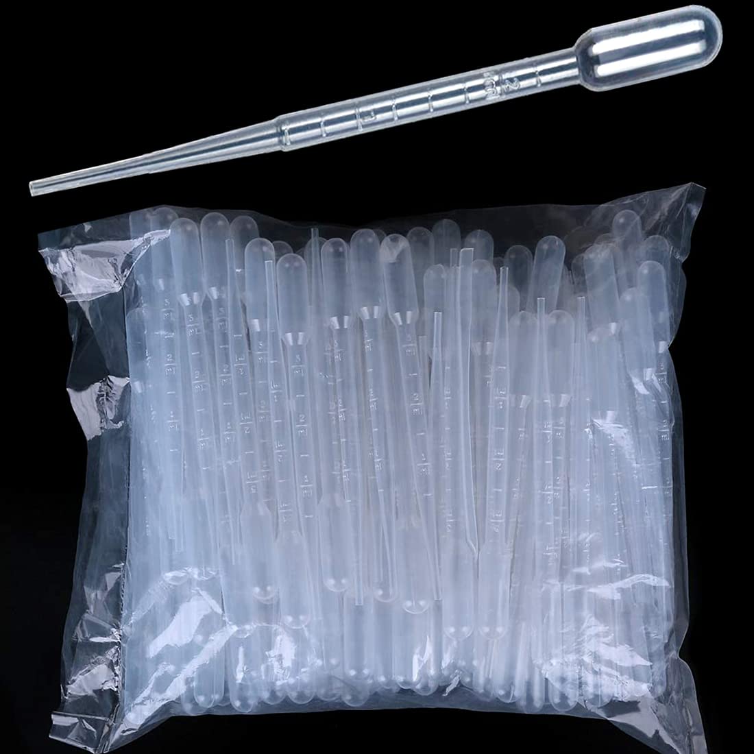 スポイト ピペット プラスチック製 2m L 100本 ロング 目盛り付き 使い捨て 科学実験用 自由研究用 透明ピペット