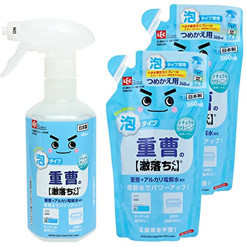 レックLEC 重曹の激落ちくん クリーナー 泡スプレー 重曹 + アルカリ電解水 本体400ml×1本 + 詰替え用360ml×2個セット 本体+詰替用2個