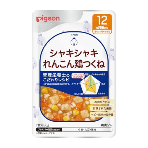 ピジョン ベビーフード 食育レシピＲ１２ シャキシャキれんこん鶏つくね ８０ｇ