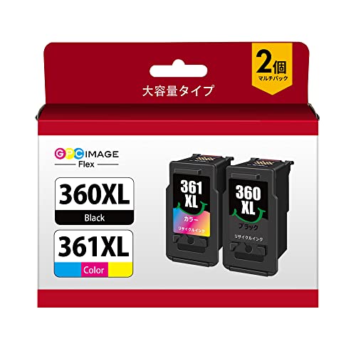 GPC Image Flex キャノン 用 インク 360 361 BC-360XL BC-361XL 純正大容量より35％アップ 360 361 インク BC-360ブラック + BC-3613色カ