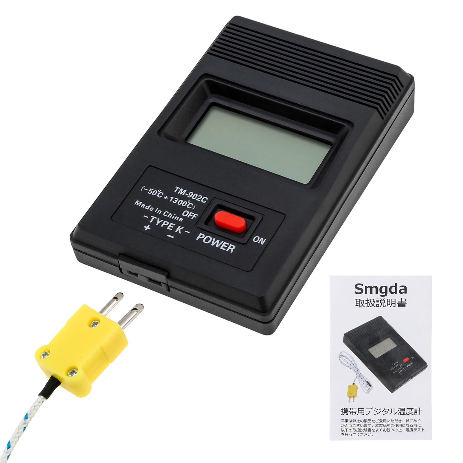 Smgda 熱電対温度計 tm902c デジタル K型温度計 tm-902c センサー + 熱電対プローブ 液体 半固体温度測定 デジタル高温温度計 液固体温度検知室温の測定に誤差があります