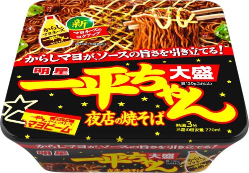 明星 一平ちゃん 夜店の焼そば 大盛 インスタント麺 カップ麺 ソース焼そば からしマヨネーズ付 175g ×12個