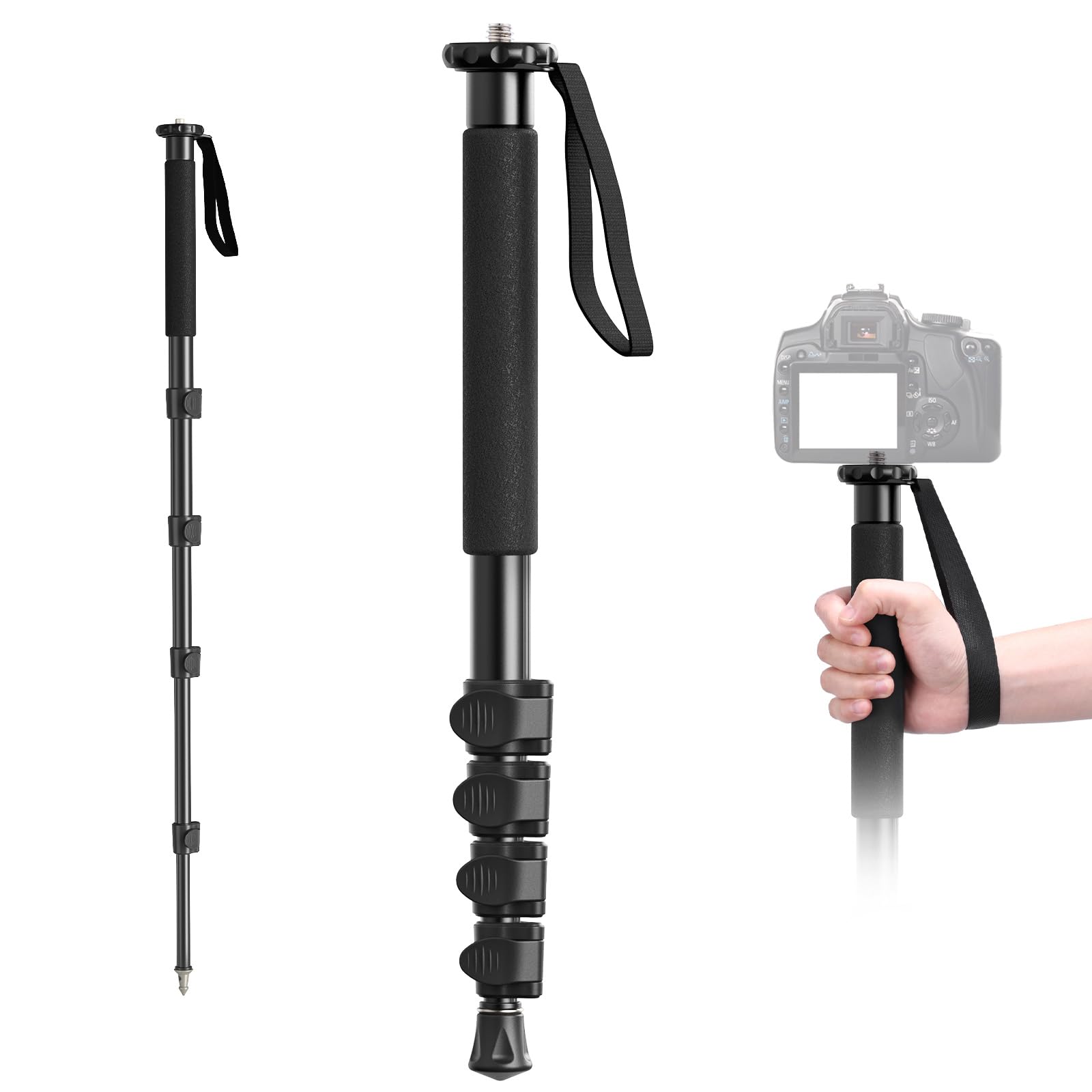 Ulanzi TB12 一脚 カメラ用 自立式 軽量 43cm-155cm アルミ製 耐荷重5kg 5セクション伸縮可能 折り畳み レバーロック コンパクト 携帯便利 軽量 旅行用一脚 望遠レンズ用一