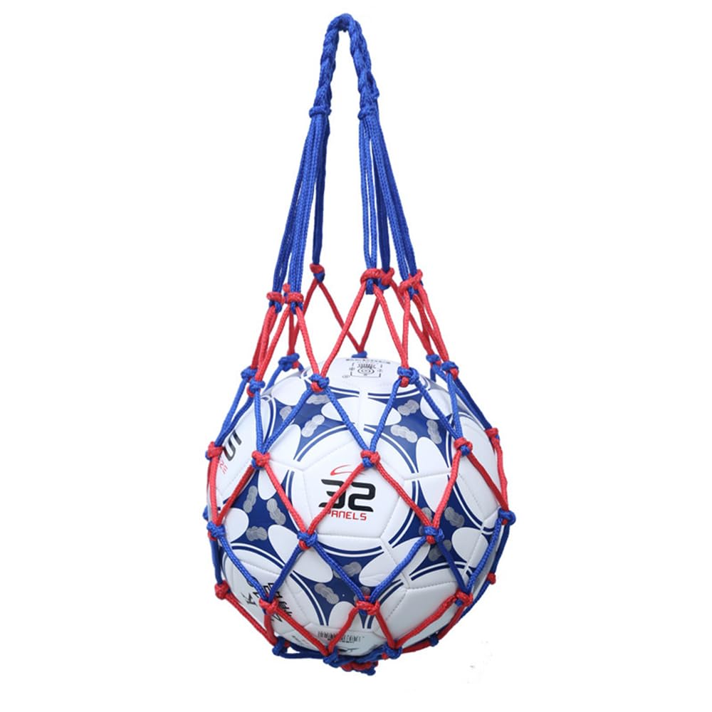 YFFSFDC バスケットボール ボール ネット サッカー バレーボール ネット 簡易ボールバッグ 収納ボールネット レッドブルー
