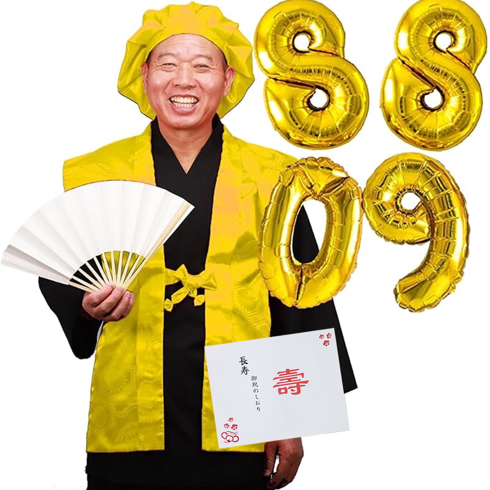 TOu WA ちゃんちゃんこ セット 頭巾 祝扇子 栞 風船 化粧箱入り 還暦祝い 古希祝い 長寿祝い 通年用 男性 女性 プレゼント ギフト 6点セット