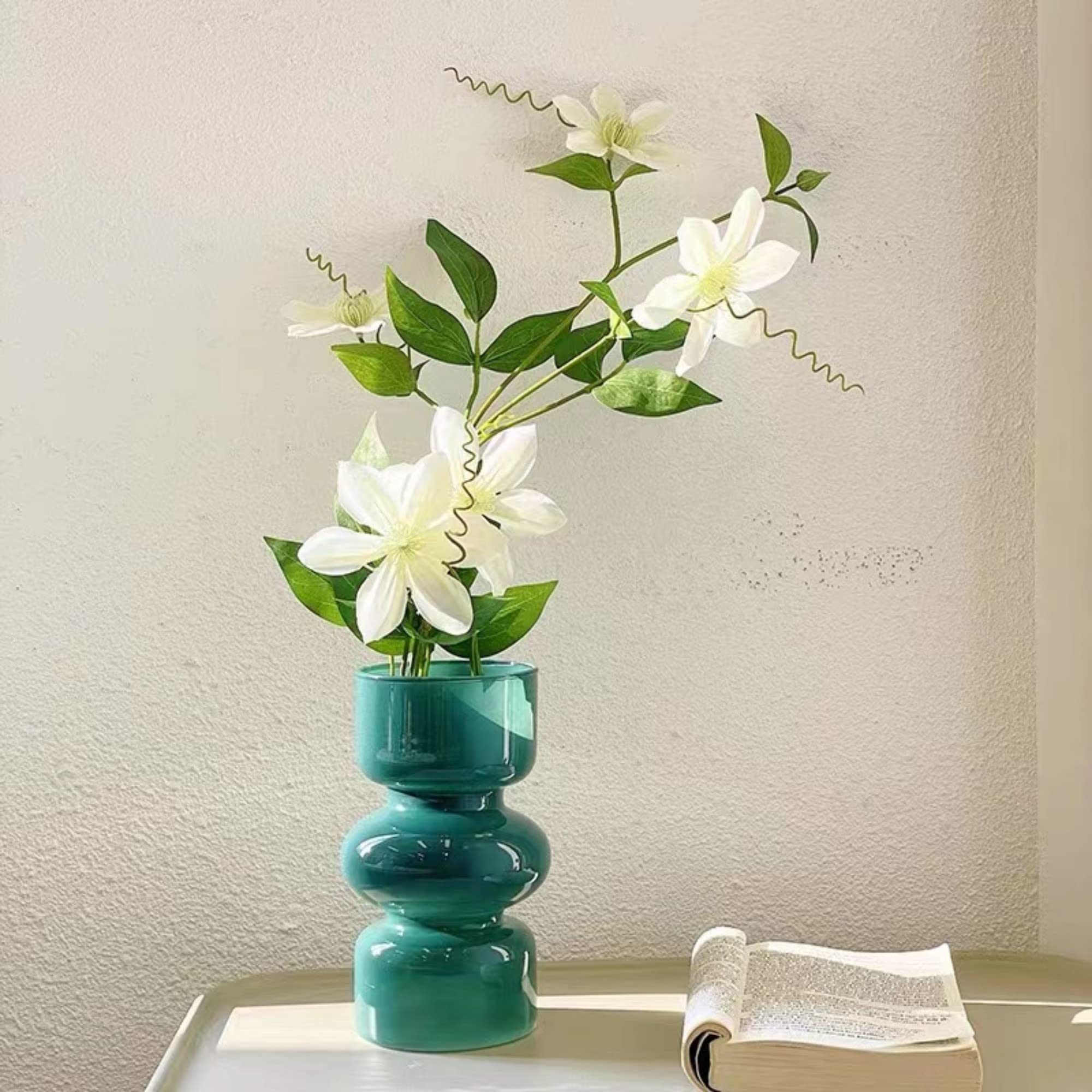 JSPYFITS 花瓶 ガラス 花びん 割れない 一輪挿し おしゃれ がびん ガラスバブルベース ガラス容器 吹きガラス 高さ18cm 水栽培 生け花 造花 花束 透明 水栽培 花器 インテリア飾り 