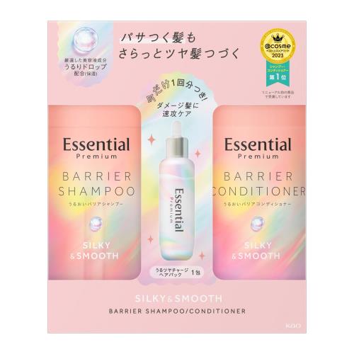 エッセンシャル プレミアム バリアシルキースムースポンプセット 900ml+うるツヤチャージヘアパック9g