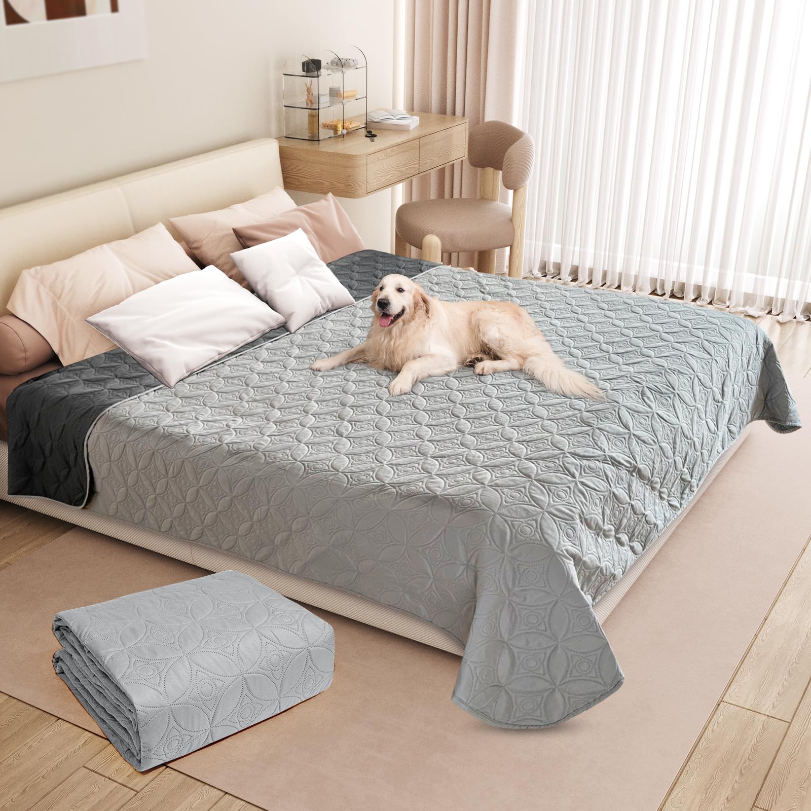 LOOBANI 防水カバー ベッド ソファー 防水シーツ 防水シーツ シングル ダブル ベッドカバー 防水 犬 猫用 防水シーツ 防水 漏れ防止 両面使用 オールラウンドカバー 繰り返し使える 噛み耐