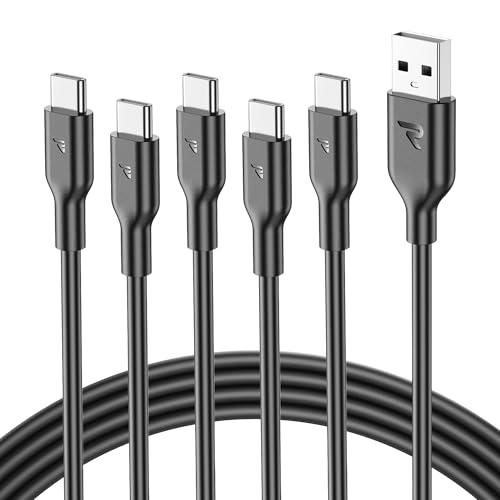 1m×5本/黒USB C ケーブル RAMPOW タイプc ケーブル 3A急速充電 Quick Charge3.0対応 USB2.0規格 i Phone 16 充電ケーブル/i Phone 15 充電