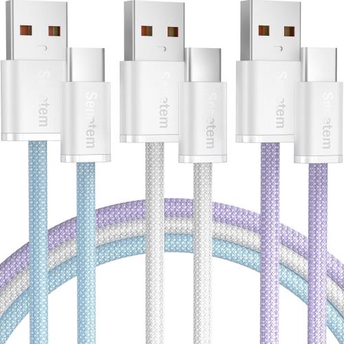 Senetem USB Type C ケーブル 2m+2m+2m 3本 タイプc ケーブル 3A急速充電 cタイプ 充電ケーブル Quick Charge3.0対応 i Phone16/i Phone