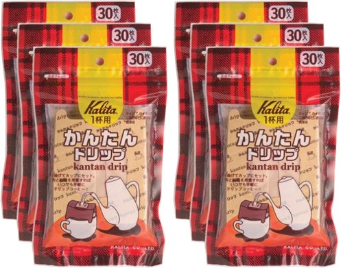 カリタ Kalita うまみを引き出す コーヒー ペーパー フィルター ドリッパー かんたんドリップ 一杯用 30枚入り×6個セット ブラウン #08029 おしゃれ キャンプ アウトドア 喫茶店 ア