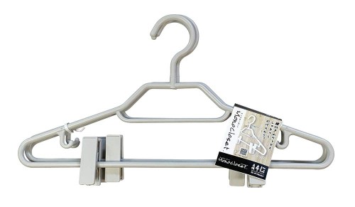 シンコハンガー モノクローゼット シャツハンガークリップ3本組 41.5cm スカートクリップ キャミソール掛け 回転フック 連結フック スカーフ掛け グレー 41.5×24×2.7cm