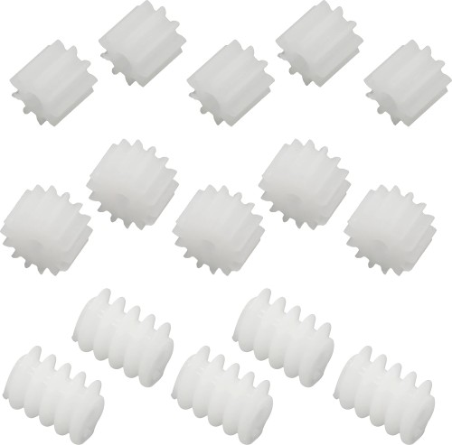 オーディオファン ピニオンギアセット シャフト径 2mm 05モジュール 2種 (9T / 14T) + ウォームギア 樹脂 130モーター・140モーター用 計3種 各5個