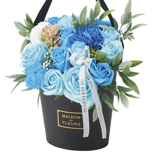 ソープフラワー スタンドボックス アレンジ シャボンフラワー 壁掛け ギフト 記念日 誕生日 開店祝い お見舞い プレゼント FPP-826 (ブルー)