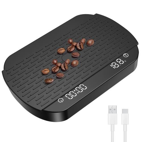 OBEST スマートコーヒースケール 計量器 デジタル はかり キッチン スケール ドリップスケール 0.1g/3kg タイマー付き USB充電 キッチン 料理 クッキング お菓子