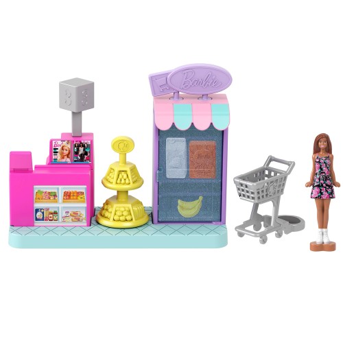 バービー(Barbie) ミニバービーランド スーパーマーケット きせかえ人形・ハウス ままごと・ごっこ遊び マイクロドール １体付 プレイセ