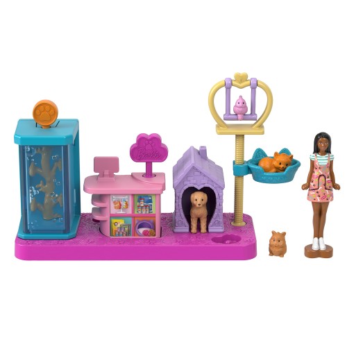 バービー(Barbie) ミニバービーランド ペットショップ きせかえ人形・ハウス ままごと・ごっこ遊び マイクロドール １体付 プレイセット