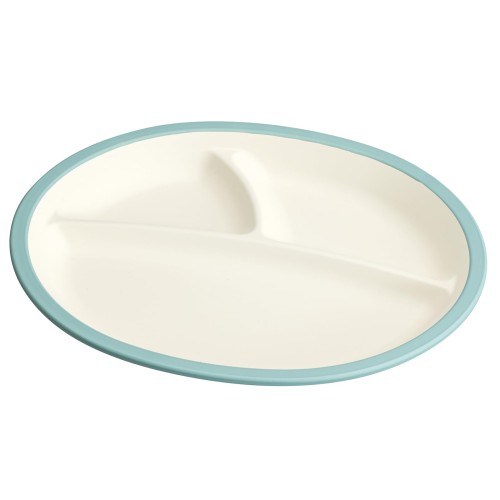 山中漆器 仕切り皿 プレート 皿 約22×19cm 電子レンジ 食洗機対応 抗菌加工 bitie kids ブルー 日本製 C17824-1