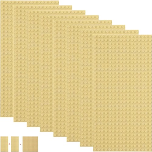 WYSWYG ブロック レゴ 基礎板 ベースプレー レゴ互換 レゴ ブロック 対応 25.6 x 12.8cm (16 x 32スタッド) イエロー 8枚セット