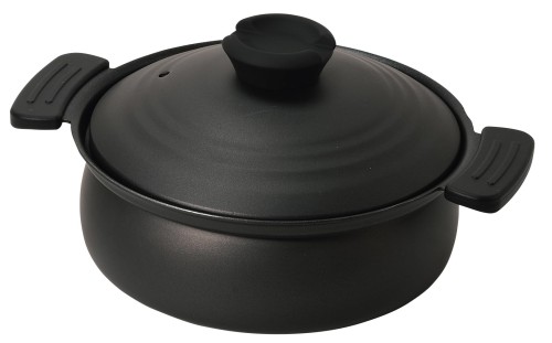 パール金属 軽量 土鍋風卓上鍋 18cm IH対応 ふっ素加工 ブラック HC-463