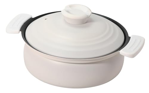 パール金属 軽量 土鍋風卓上鍋 18cm IH対応 ふっ素加工 ホワイト HC-459