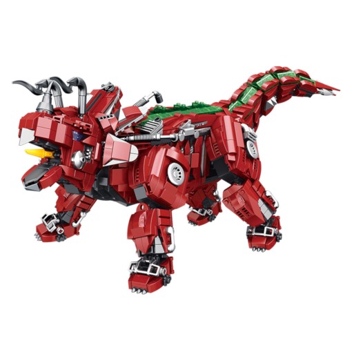 PANLOS BROCK（パンロスブロック）メカニカルダイナソー シリーズ 恐竜 ロボット ブロック 1992ピース (トリケラトプス レッド)