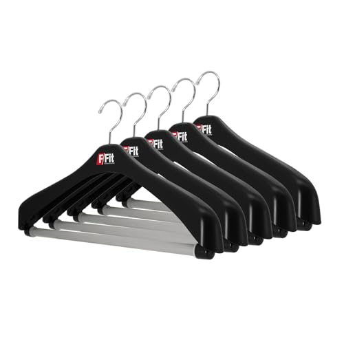シンコハンガー(Shinkohanger) 衣類用ハンガー F-Fit ジャケット回転式47 5個セット ブラック 日本製 ラック ズボン 洗濯 タオル スラックス バスタオル ネクタイ 頑丈 かたく