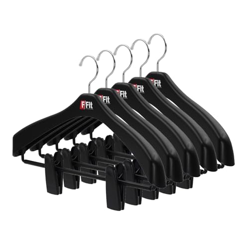 シンコハンガー(Shinkohanger) 衣類用ハンガー F-Fit ジャケットビッグクリップ42 5個セット ブラック 日本製 ラック ズボン ピンチ 洗濯 タオル スラックス バスタオル ネクタ
