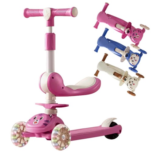 Little So キックスクーター 3~10歳子供用 キックボード 4段階高さ調整 67/71/75/79cm シートあり 光るLEDタイヤ 折り畳み式 三輪車 方向変換 耐荷重100kg アウトド