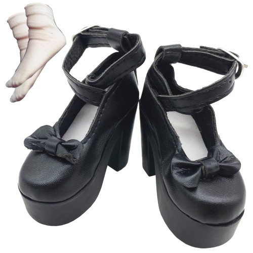 OLYOLY2点セット1/3 ドール 用 シューズ 靴 かわいい ハイヒール パンプス ドール服 ミニチュアドール 衣装 メイド 服 フィギュア 下着 靴下 ソックス付き (04 ブルー)