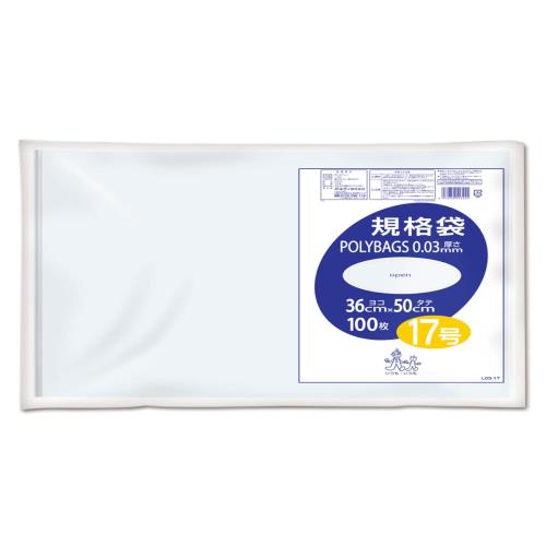 オルディ 食品保存 ポリ袋 規格袋 透明 17号 横36×縦50cm 厚み0.03mm 100枚入 食品衛生法適合品 ビニール袋 L03-17