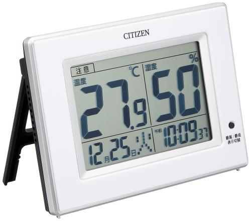 リズム(RHYTHM)CITIZEN シチズン 温度計 湿度計 時計付き デジタル ライフナビD200A 白 10.5×14.5×2.4cm 8RD200-A03