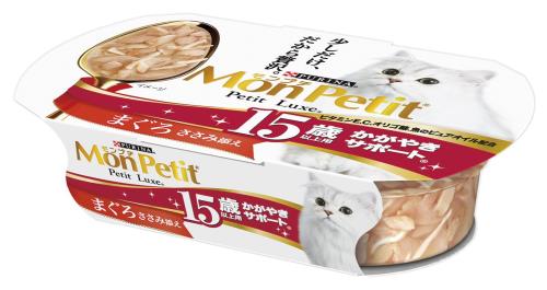 モンプチ プチリュクスカップ 高齢猫用(15歳以上) かがやきサポート まぐろ、ささみ添え 57g×48個入り (ケース販売) [キャットフード]
