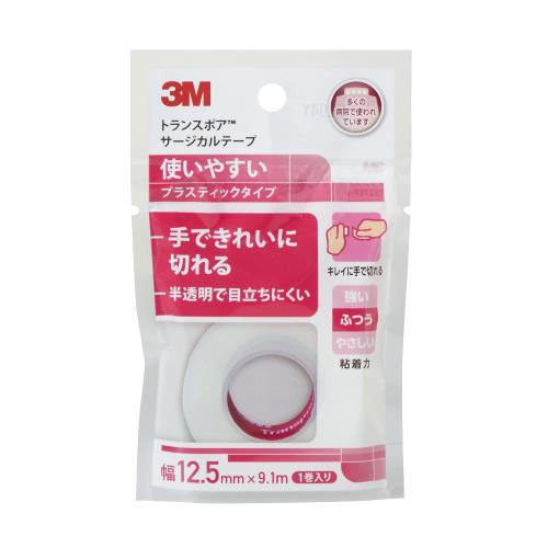 3M トランスポア サージカルテープ プラスティック 半透明 12.5mm幅x9.1m 1巻入り 1527EP-0