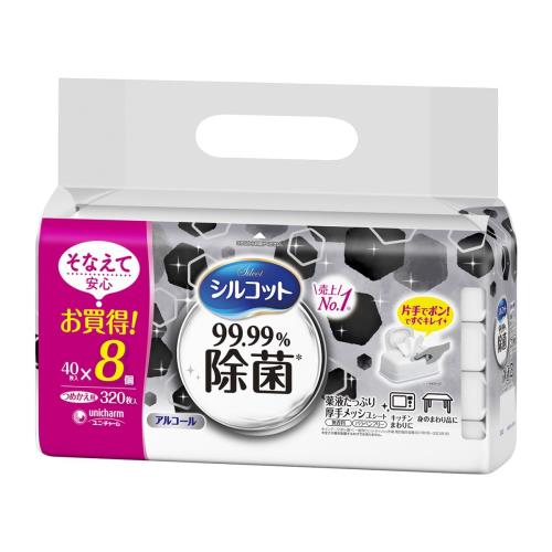 まとめ買いシルコット 99.99%除菌ウェットティッシュ 詰替 40枚×8パック ×2セット