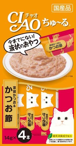 （まとめ買い）いなばペットフード CIAO ちゅ〜る 宗田かつお＆かつお節 14g×4本 4SC-75 猫用 ×24