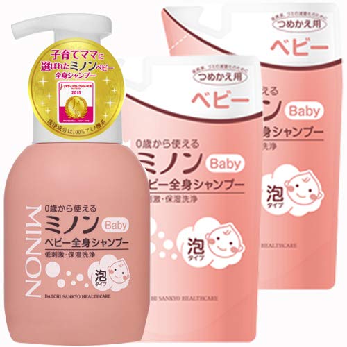 第一三共ヘルスケアミノンベビー全身シャンプー本体350ml+詰替用300mlx2個セット(4987107616036+4987107616043-2)