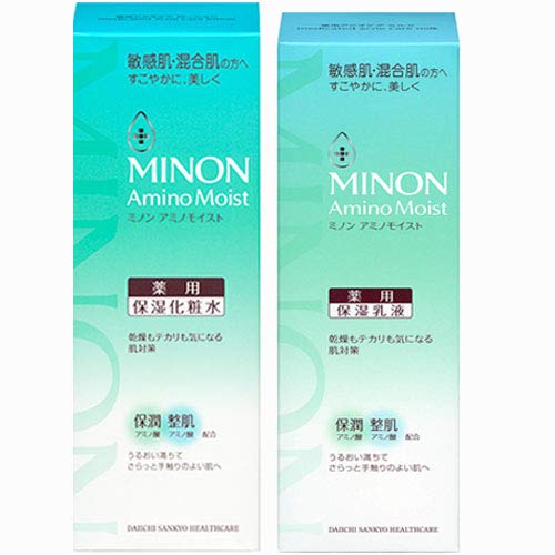 化粧水+乳液ミノン アミノモイスト 薬用アクネケアローション 150ml(4987107624871)+ミルク100g(4987107624925)