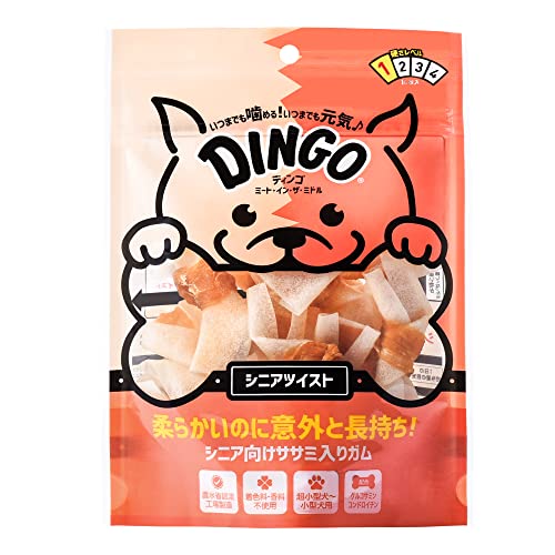 ディンゴ (Dingo) 犬 おやつ ミート・イン・ザ・ミドル シニア・ミルクツイスト ミニ 14個 グルコサミンやコンドロイチン配合 シニア犬の健やかな関節に配慮 牛皮の内側に肉を巻き込み最後まで飽