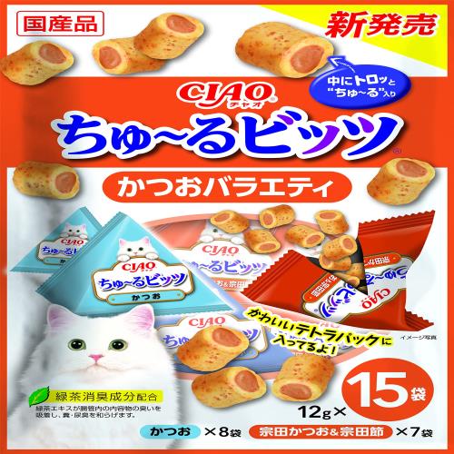 チャオ (CIAO) ちゅ~るビッツ かつおバラエティ 12g×14袋 猫用おやつ