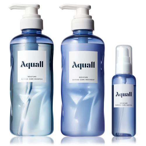 Aquall (アクオル) シャンプー トリートメント ヘアオイル 3点 セット モイスチャーダメージケア シャンプーボトル 475m L トリートメントボトル 475g ヘアオイル 70m L 保湿
