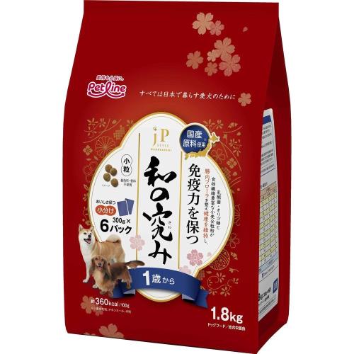 （まとめ買い）ペットライン JPスタイル和の究み 小粒 1歳から 1.8kg(300g×6) 犬用フード ×3