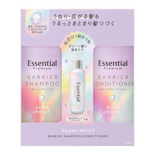 エッセンシャル プレミアム バリアグロウ＆モイストポンプセット 900ml+うるツヤチャージヘアパック9g