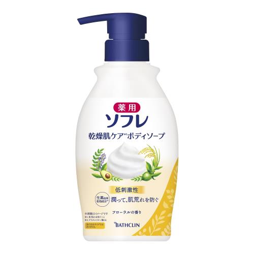 薬用ソフレ ボディソープ医薬部外品乾燥肌 ケア 本体 ボトル 450ml フローラルの香り
